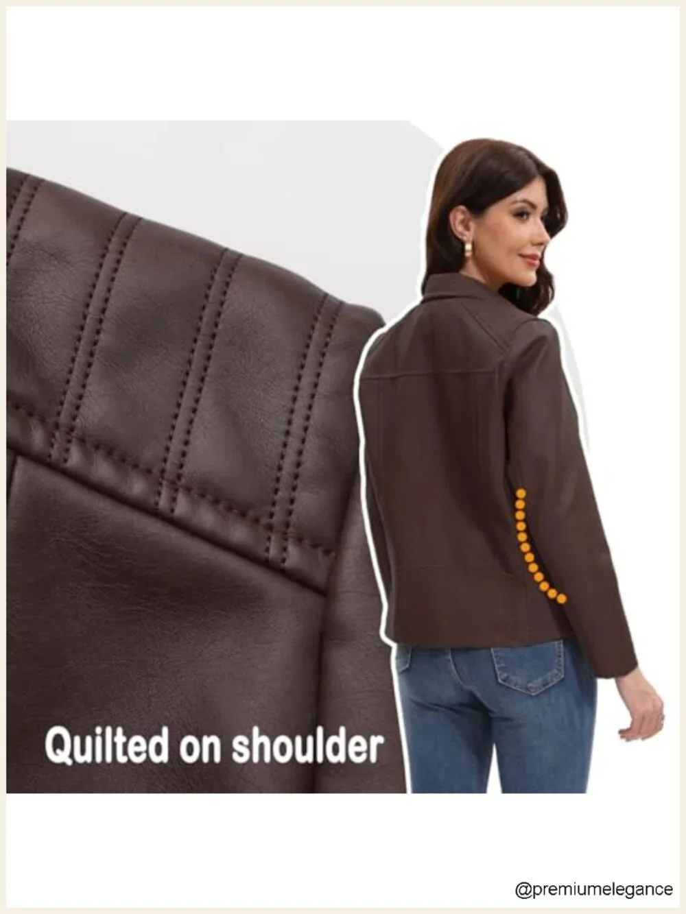 Faux Leather Motorcycle Jacket Zip Up Quilted Coat Going Out